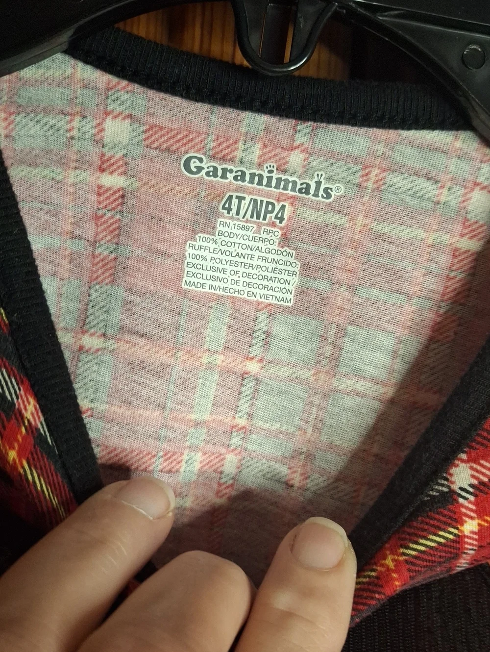Garanimals 4T Black Bow Long Sleeve Plaid Shirt - Preloved